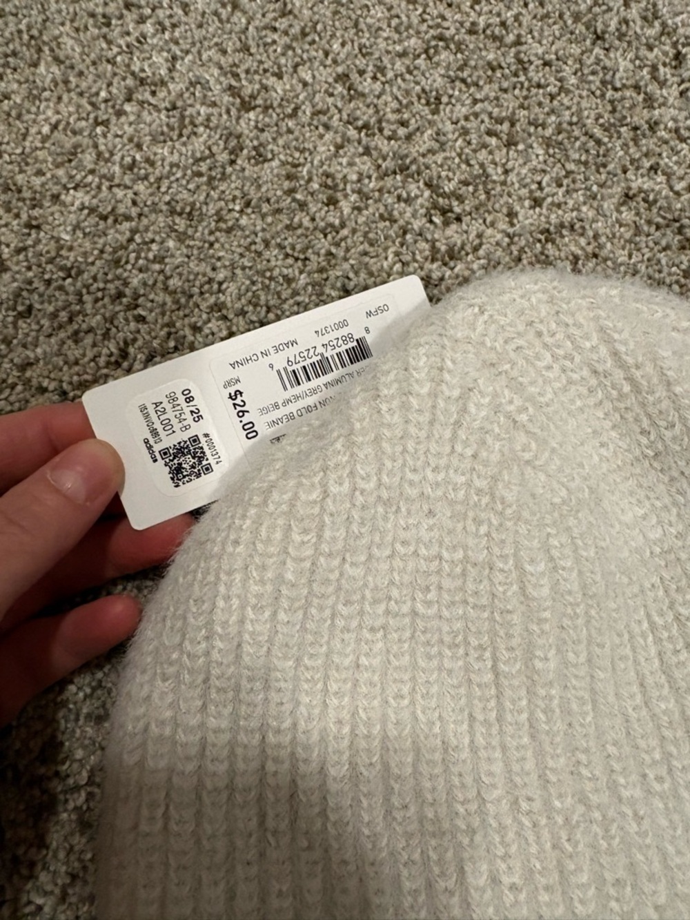 Adidas White Knit Beanie Hat with Subtle Logo Patch - Picture 4 of 5